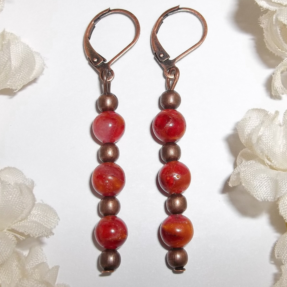 Red & Orange Boho Beaded Earrings Set Fashion Accessory Jewelry Pair NWT 5099
